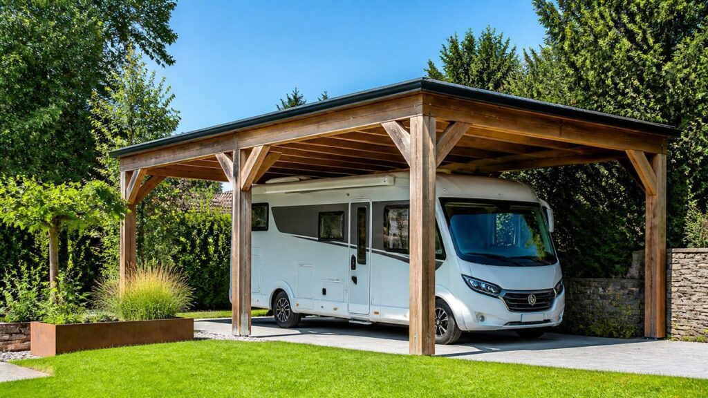 Abris camping-car en bois: dimensions, règles et choix du carport