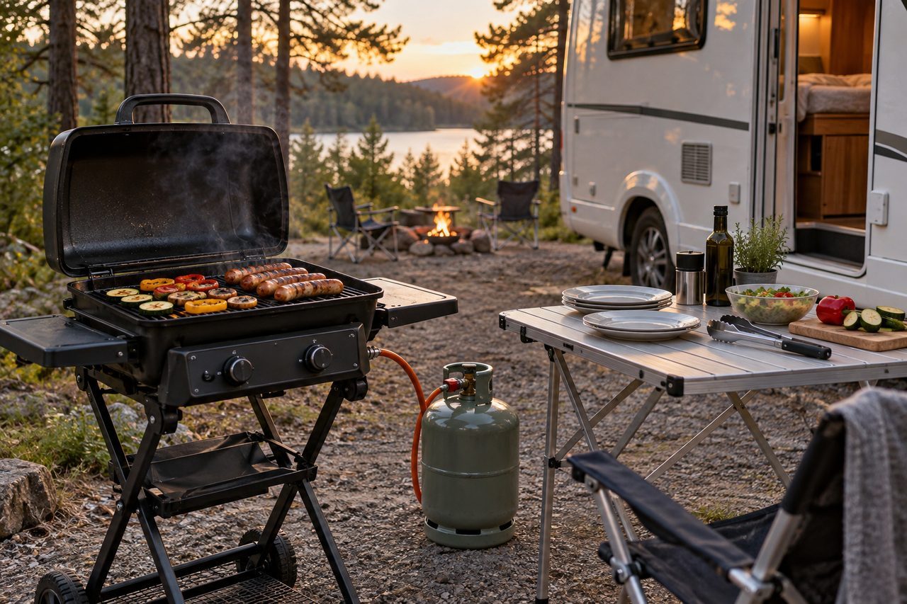 Barbecue à gaz pour camping-car : choisir le bon format sans encombrer la soute