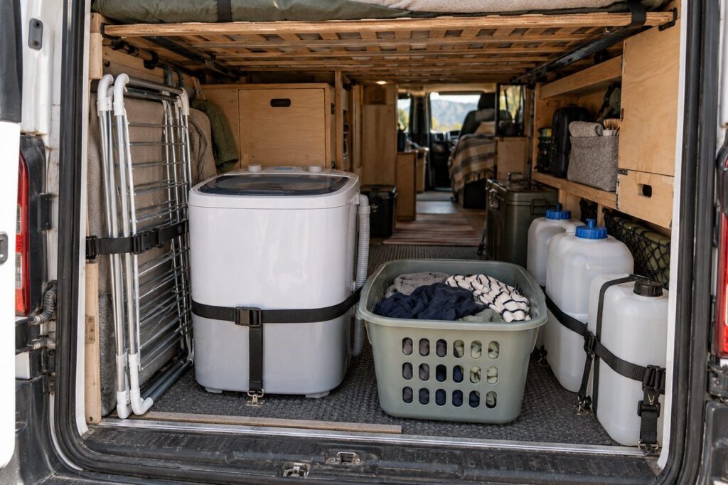Lave-linge pour camping-car : choisir sans vider l’eau, la batterie ni la soute